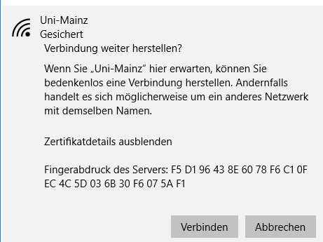 Die identität des servers kann nicht überprüft werden windows 10