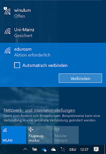 Eduroam Mit Windows 10 Zentrum Fur Datenverarbeitung