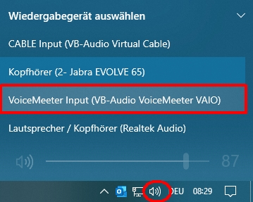 Audio Ausgabe in Windows einstellen